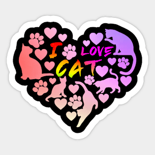 Cat Love: Playful and Cute Cat Design Sticker